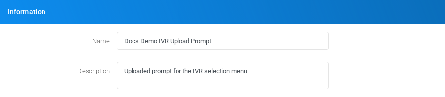 Information block when creating an uploaded media file.