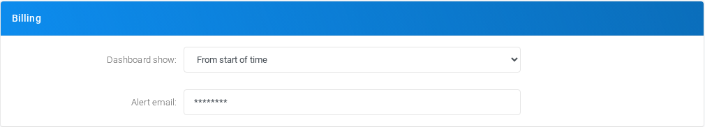 Billing section of Admin Settings.