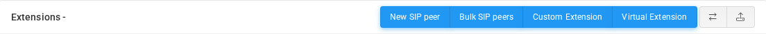 Extensions toolbar with creation, display mode, and upload controls.
