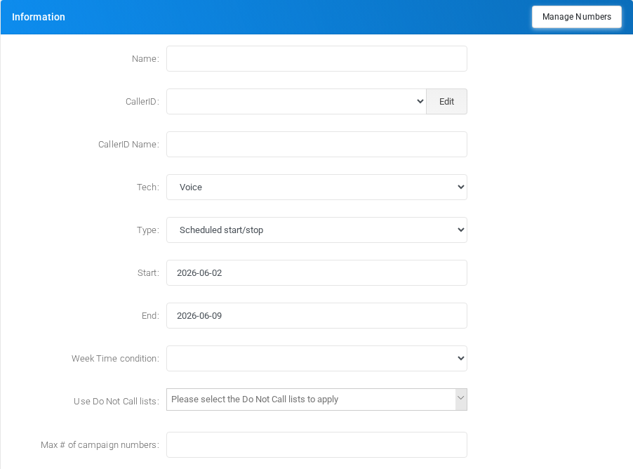 Information section on the edit form.