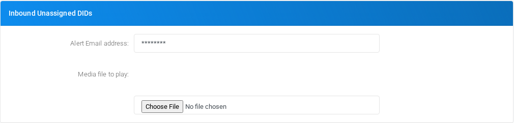 Inbound Unassigned DIDs section of Admin Settings.