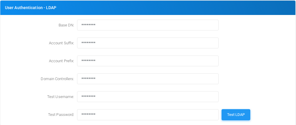 User Authentication - LDAP section of Admin Settings.