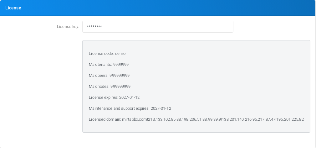 License section of Admin Settings.
