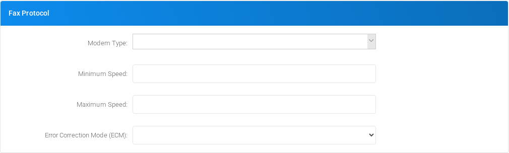Fax Protocol section of Admin Settings.