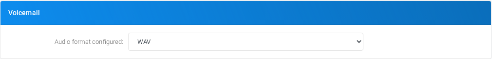 Voicemail section of Admin Settings.