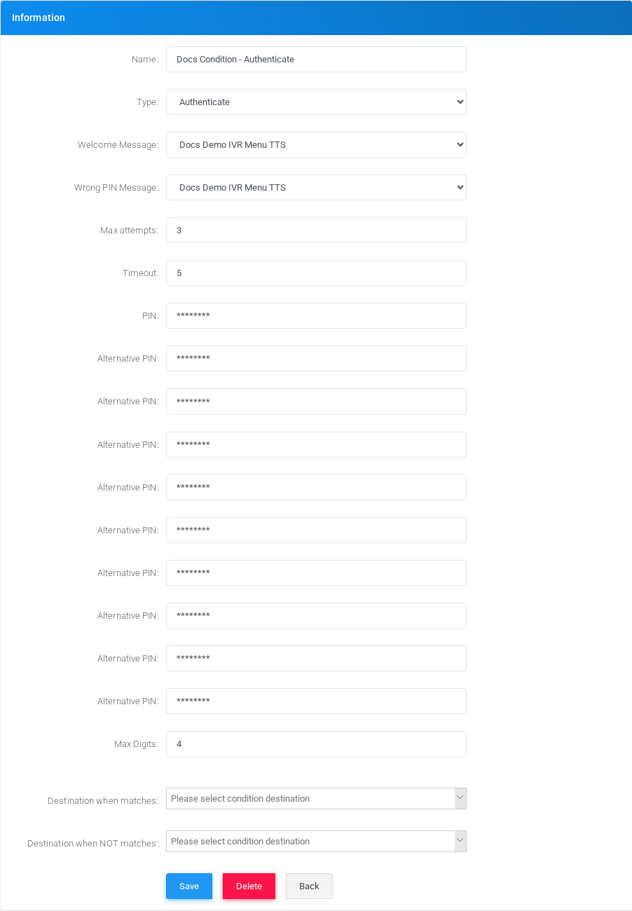 Authenticate condition edit form in the Canistracci OIL tenant.
