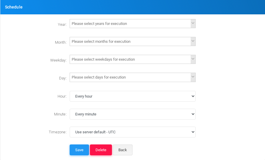 Schedule section on the edit form.