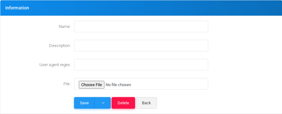 Custom Files add/edit form.
