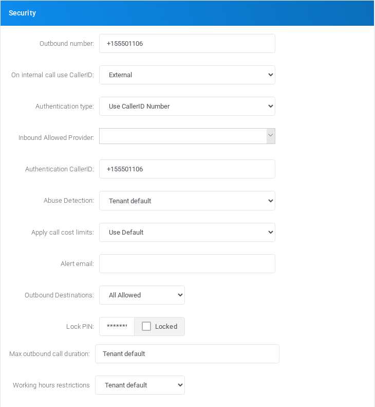 Security section for custom extension 106.