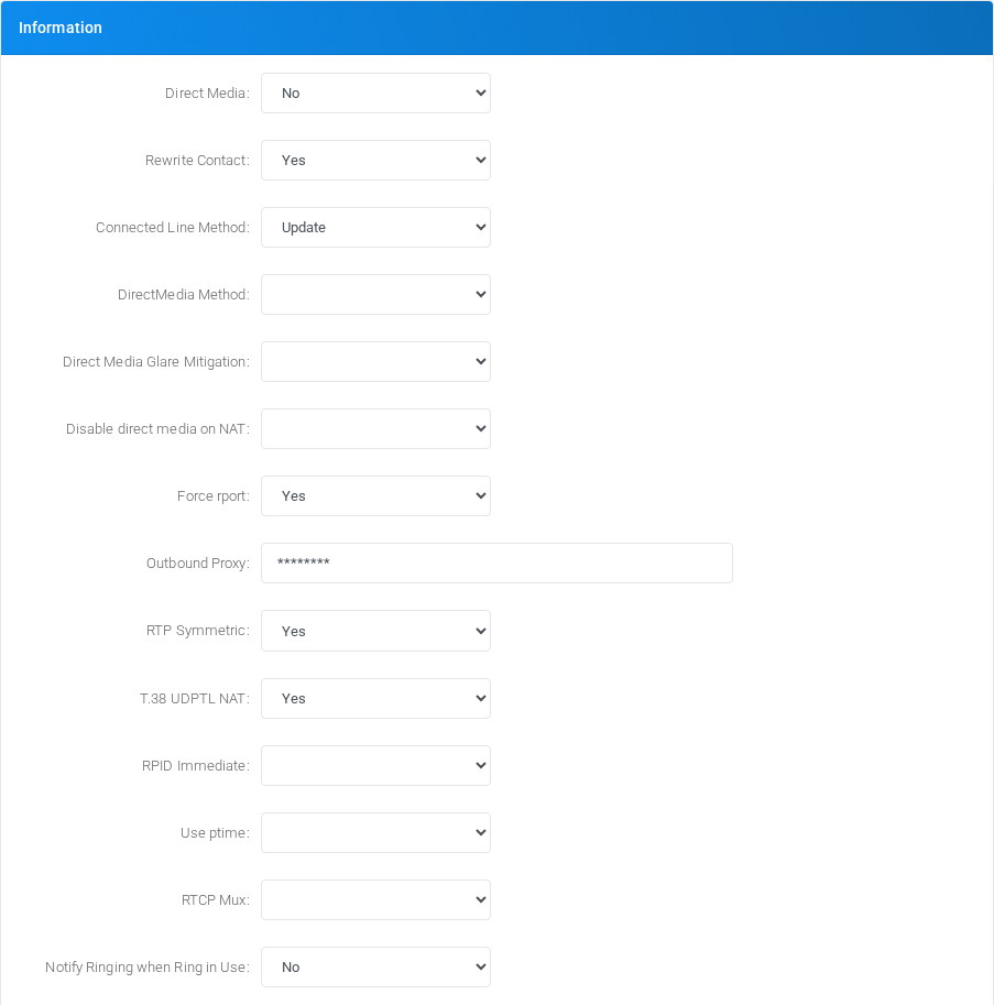 Information section for PJSIP endpoint for extension 101.
