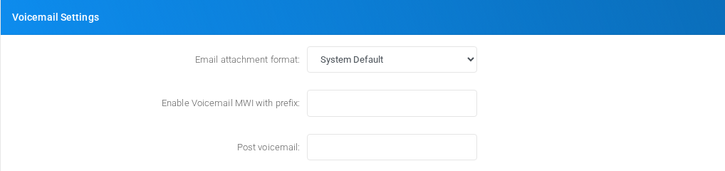 Voicemail Settings section on the page.
