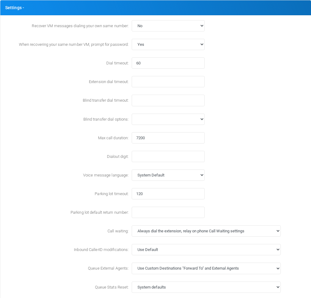 Settings list page in the Canistracci OIL tenant.