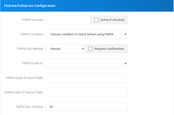 Find me/Follow me Configuration section for virtual extension 108.