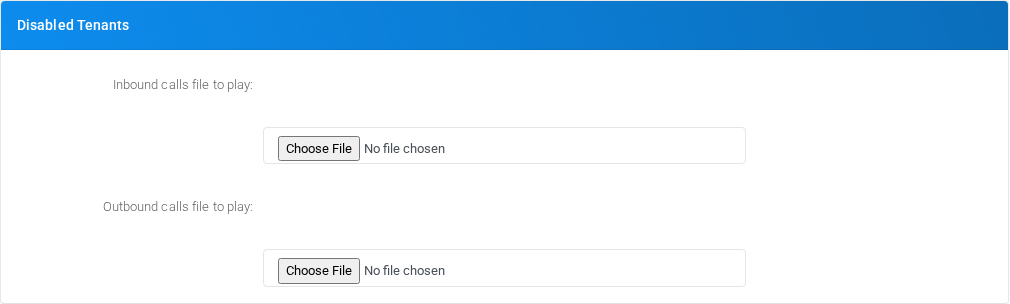 Disabled Tenants section of Admin Settings.