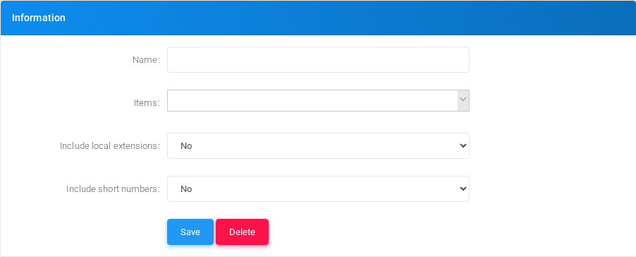 Manage Phone Books and Databases add/edit form.