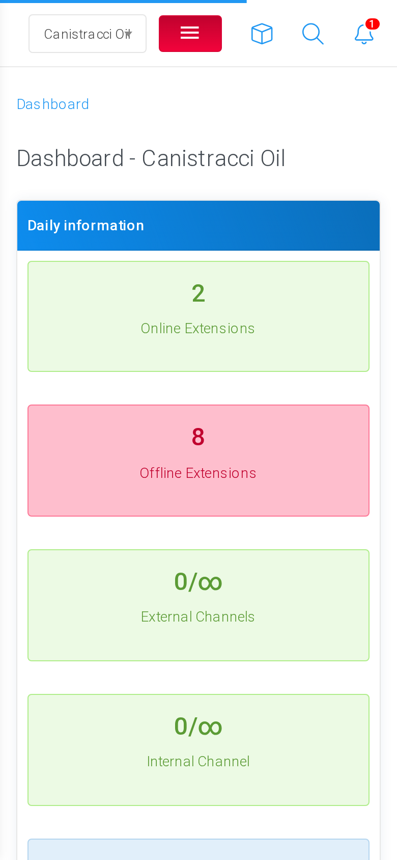 MiRTA PBX after login on a mobile phone viewport.