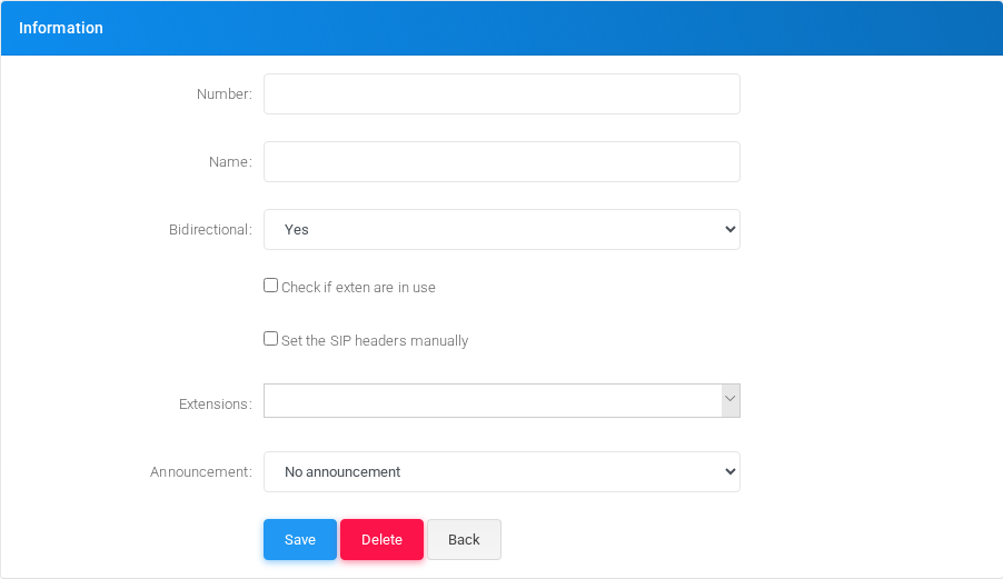 Paging and Intercoms add/edit form.