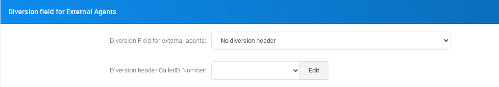 Diversion field for External Agents section on the page.
