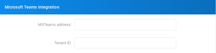 Microsoft Teams integration section of the Define Tenant form.
