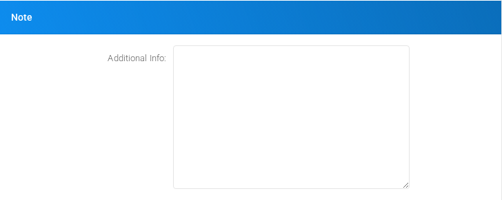 Note section of the Define Tenant form.