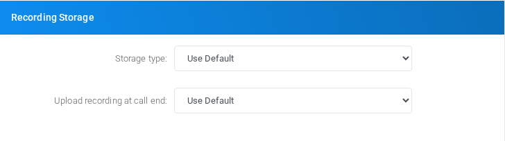 Recording Storage section of the Define Tenant form.