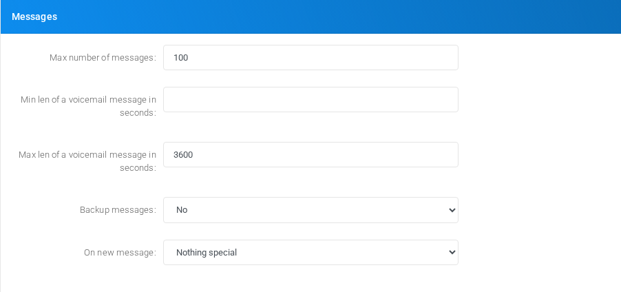 Messages section on the edit form.
