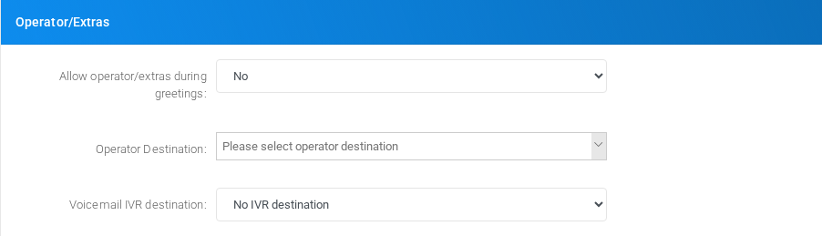 Operator/Extras section on the edit form.
