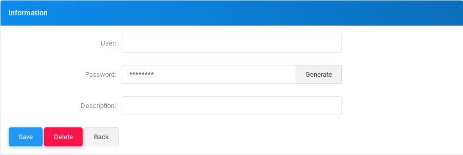 Manager Users add/edit form.
