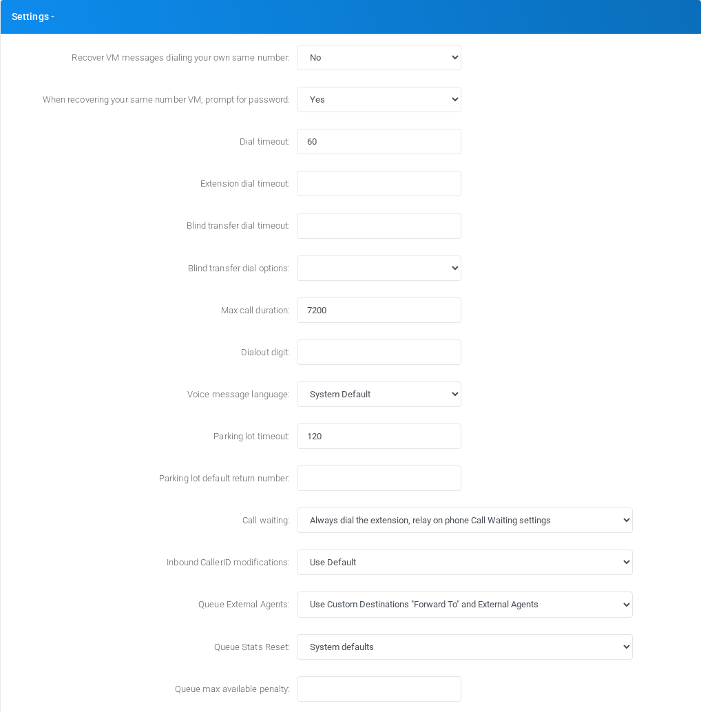 Settings section on the page.
