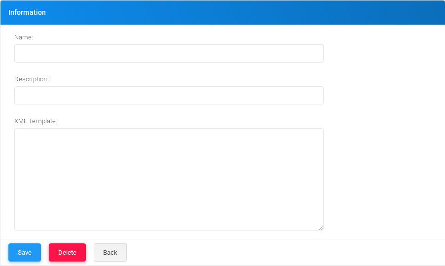 XML Templates add/edit form.