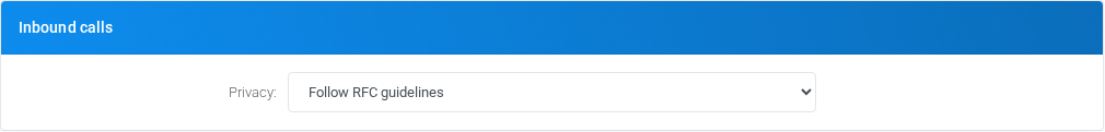 Inbound calls section of Admin Settings.